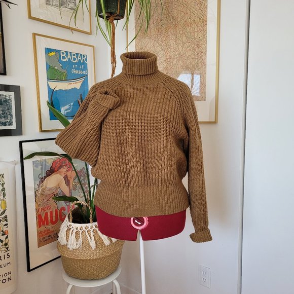 UNIQLO Women’s Brown Slouchy Turtleneck Sweater Size L - Picture 1 of 6